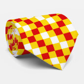 Rood Wit Geel Geruit Patroonontwerp  Stropdas (Opgerold)