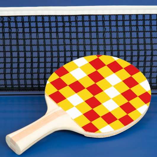 Rood Wit Geel Geruit Patroonontwerp  Tafeltennisbatje (Insitu)