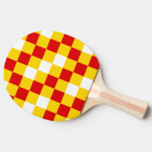 Rood Wit Geel Geruit Patroonontwerp  Tafeltennisbatje (Zijkant)