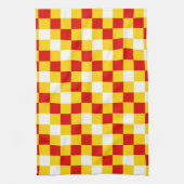 Rood Wit Geel Geruit Patroonontwerp  Theedoek (Verticaal)