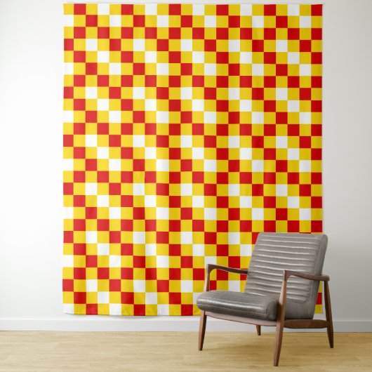 Rood Wit Geel Geruit Patroonontwerp  Wandkleed (In situ)