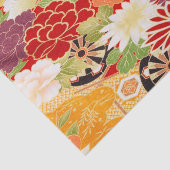 Rood Wit Geel Japans Kimono Bloemen Decoupage Tissuepapier (Detail)