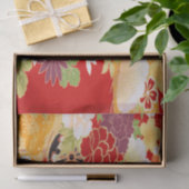 Rood Wit Geel Japans Kimono Bloemen Decoupage Tissuepapier (Geschenk)