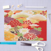 Rood Wit Geel Japans Kimono Bloemen Decoupage Tissuepapier (Craft)