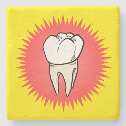 Rood Wit Geel Molar vers geëxtraheerde Cartoon Stenen Onderzetter (Voorkant)