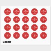 Rood & Wit Gelukkig Valentijnsdag Gepersonaliseerd Ronde Sticker (Vel)