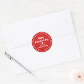 Rood & Wit Gelukkig Valentijnsdag Gepersonaliseerd Ronde Sticker (Envelop)