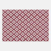 Rood + wit geometrisch bloemenpatroon | inpakpapier vel (Voorkant 2)