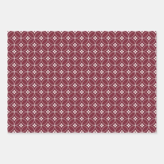 Rood + wit geometrisch bloemenpatroon | inpakpapier vel (Voorkant)