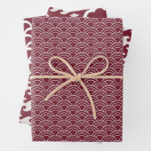 Rood + Wit Geometrisch Golfpatroon | Inpakpapier Vel (In situ)