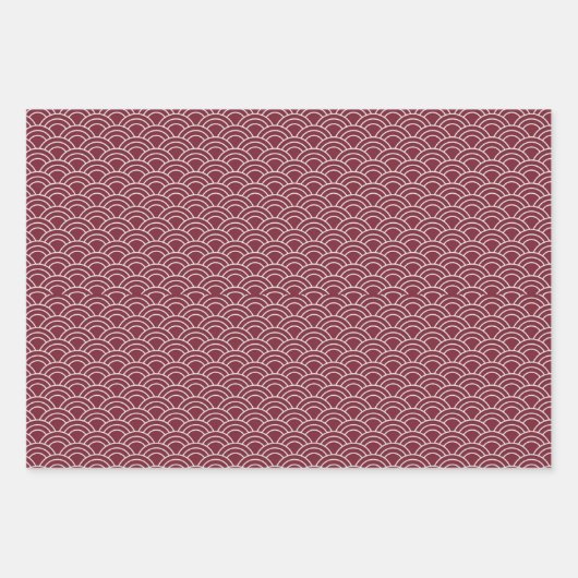 Rood + Wit Geometrisch Golfpatroon | Inpakpapier Vel (Voorkant)