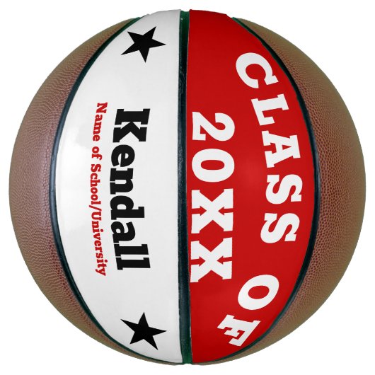 Rood Wit Gepersonaliseerd Afstuderen Basketbal (Verticaal)