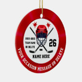 Rood Wit Gepersonaliseerd, Hockey Kerst Ornament (Rechts)