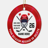Rood Wit Gepersonaliseerd, Hockey Kerst Ornament (Links)
