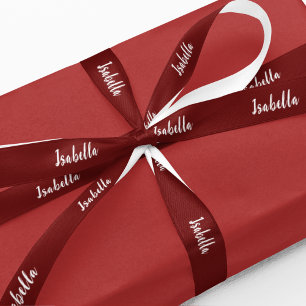 Rood & Wit Gepersonaliseerd Kerstcadeau Satijnen Lint
