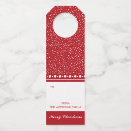 Rood Wit Gepersonaliseerd Kerstmis Vakantie Gift Flessenhanger