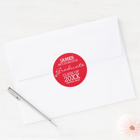 Rood & Wit Gepersonaliseerde Afstuderen Stickers (Envelop)