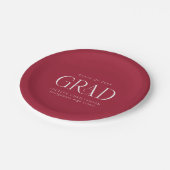 Rood Wit Gepersonaliseerde Minimalistische Afstude Papieren Bordje (Gekanteld)