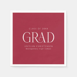 Rood Wit Gepersonaliseerde Minimalistische Afstude Servet