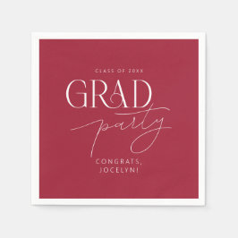 Rood Wit Gepersonaliseerde Minimalistische Afstude Servet