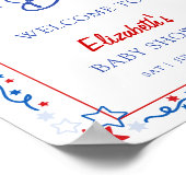 Rood Wit & Geplaatst Baby shower Welkomstbord Poster (Hoek)