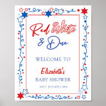 Rood Wit & Geplaatst Baby shower Welkomstbord