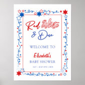 Rood Wit & Geplaatst Baby shower Welkomstbord Poster (Voorkant)