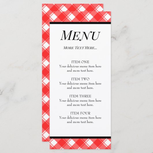 Rood Wit Geplaatst Geselecteerd Patroon Aangepast Menu (Voorkant / Achterkant)