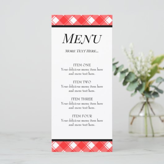 Rood Wit Geplaatst Geselecteerd Patroon Aangepast  Menu (Staand voorkant)