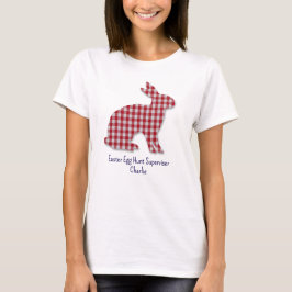 Rood & Wit Geplaid Bunny Silhouette Pasen Vrouwen T-shirt