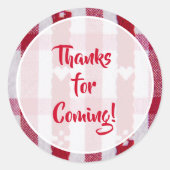 Rood & wit geplakt Bedankt voor je plezier Ronde Sticker (Voorkant)