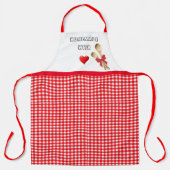 Rood-wit geruit all-over drukwerk schort (Voorkant)