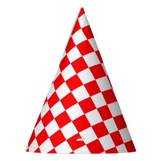 Rood wit geruit controlepatroon feesthoedjes (Links)