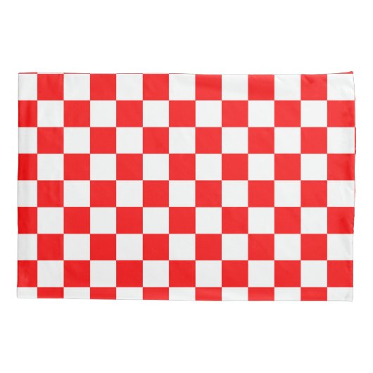 Rood wit geruit controlepatroon kussensloop (Achterkant)