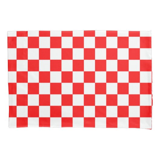 Rood wit geruit controlepatroon kussensloop (Voorkant)