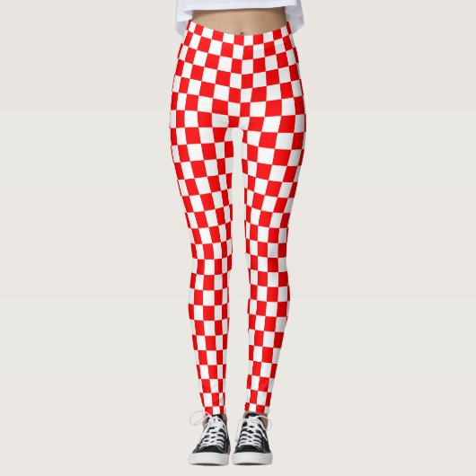 Rood wit geruit controlepatroon leggings (Voorkant)