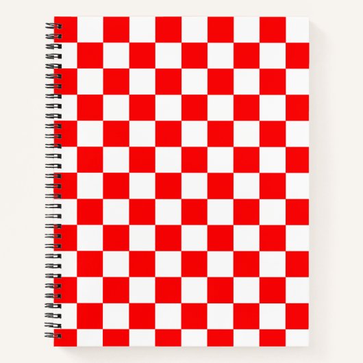 Rood wit geruit controlepatroon notitieboek (Voorkant)