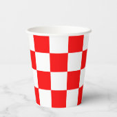 Rood wit geruit controlepatroon papieren bekers (Achterkant)