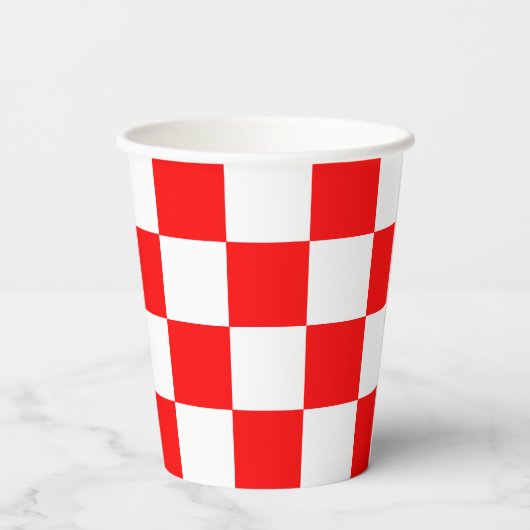 Rood wit geruit controlepatroon papieren bekers (Achterkant)