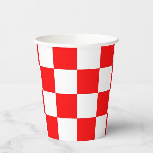 Rood wit geruit controlepatroon papieren bekers (Links)