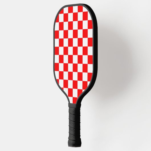 Rood wit geruit controlepatroon pickleball paddle (Links)