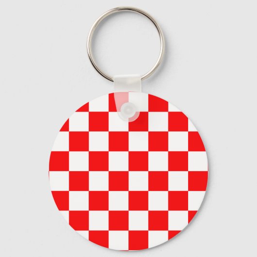Rood wit geruit controlepatroon sleutelhanger (Voorkant)