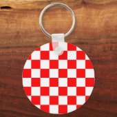 Rood wit geruit controlepatroon sleutelhanger (Achterkant)