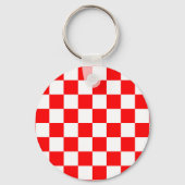 Rood wit geruit controlepatroon sleutelhanger (Achterkant)