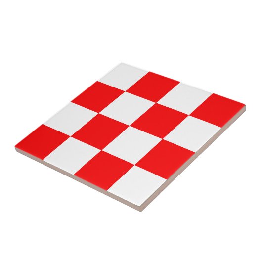 Rood wit geruit controlepatroon tegeltje (Zijkant)