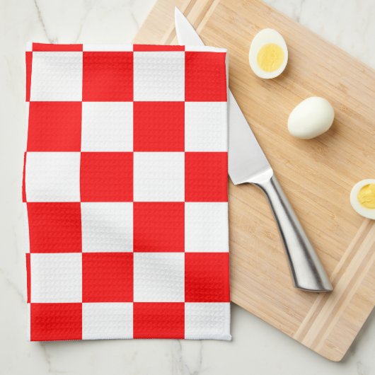 Rood wit geruit controlepatroon theedoek (Quarter Fold)