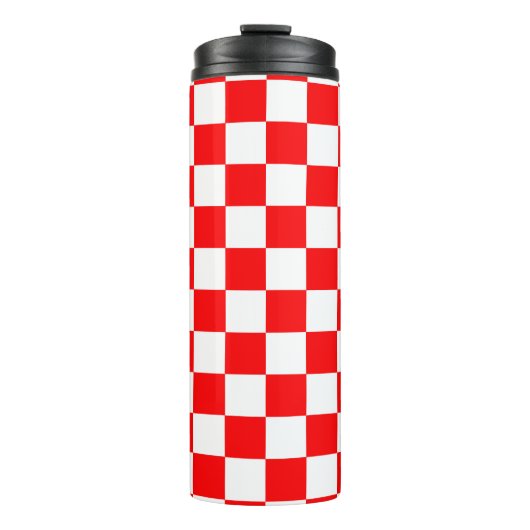 Rood wit geruit controlepatroon thermosbeker (Voorkant)