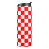 Rood wit geruit controlepatroon thermosbeker (Gedraaid links)
