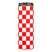Rood wit geruit controlepatroon thermosbeker (Achterkant)