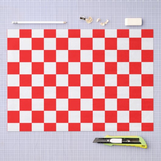 Rood wit geruit controlepatroon tissuepapier (Craft)